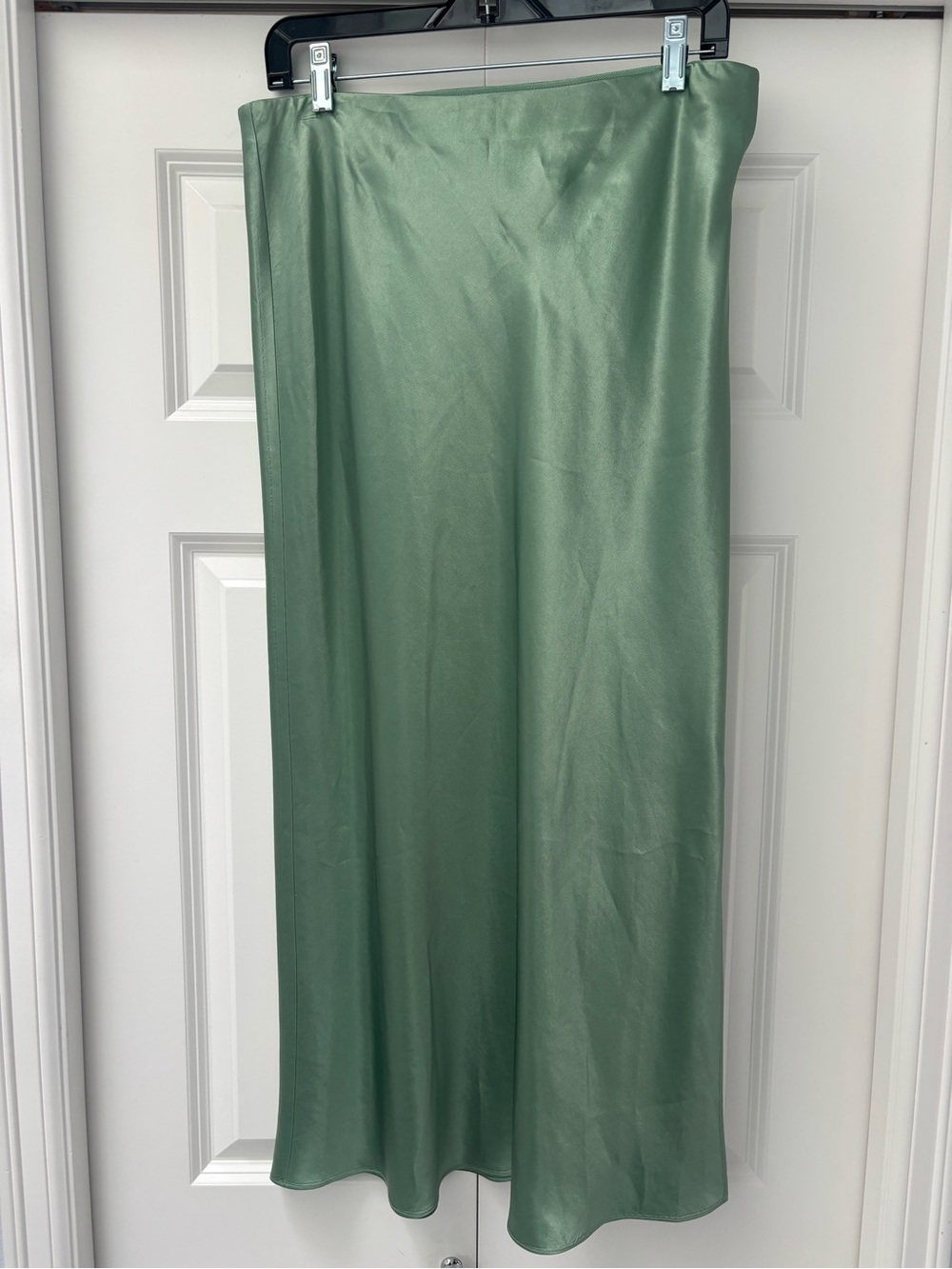 Vince Sage Green Satin Side Slit Maxi Skirt